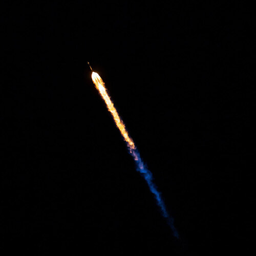 rocket launch at night